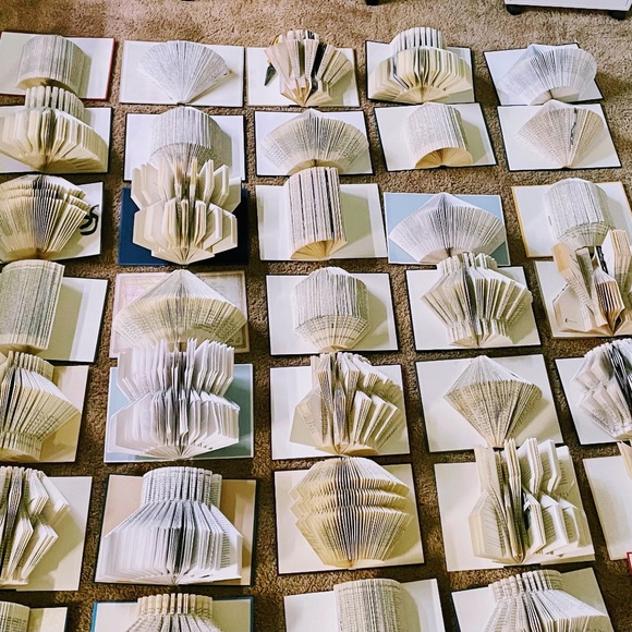 Upcyceld Vintage Book Decor Folded Book Art / 3D Book Sculpture / Book Origami - Picture 7 of 9